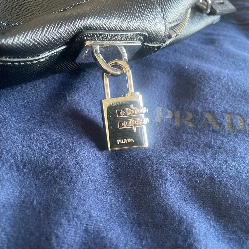 Prada Saffiano Travel Leather Duffle/Brief Bag With Lock